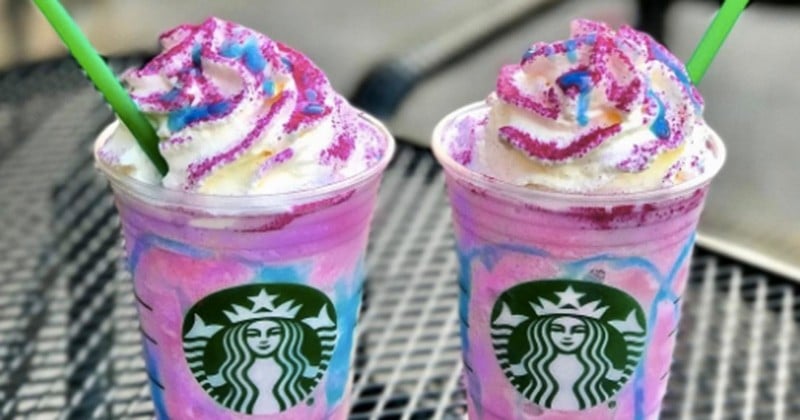 Paillettes, arc-en-ciel et glaçons... Starbucks s'empare du phénomène licorne en lançant son premier frappuccino licorne !