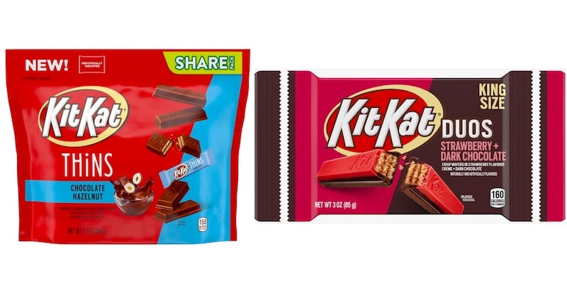 Kit Kat présente deux nouvelles barres à croquer ! Vous êtes plutôt chocolat noir et fraise ou chocolat et noisette ?