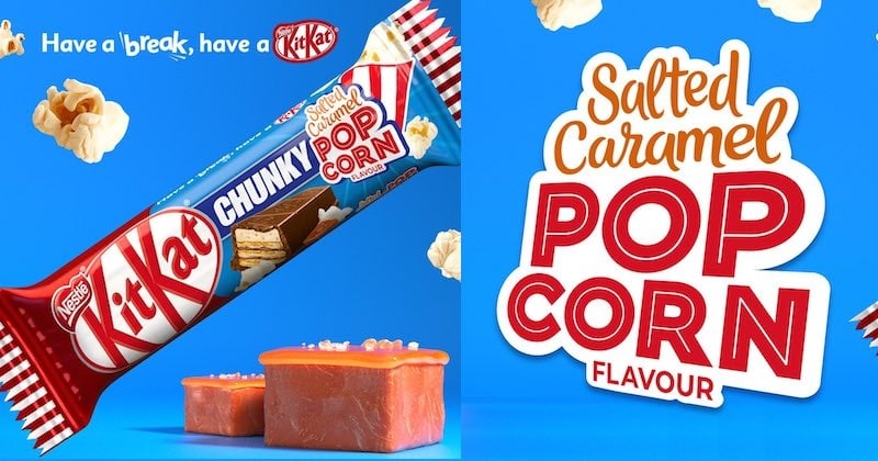Les nouvelles barres Kit Kat aux pop-corn au caramel beurre salé arrivent bientôt !