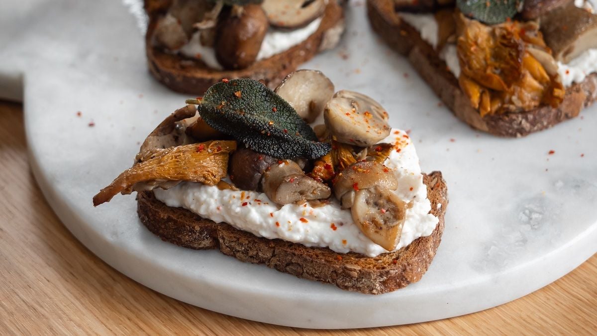 Bruschettas ricotta champignons