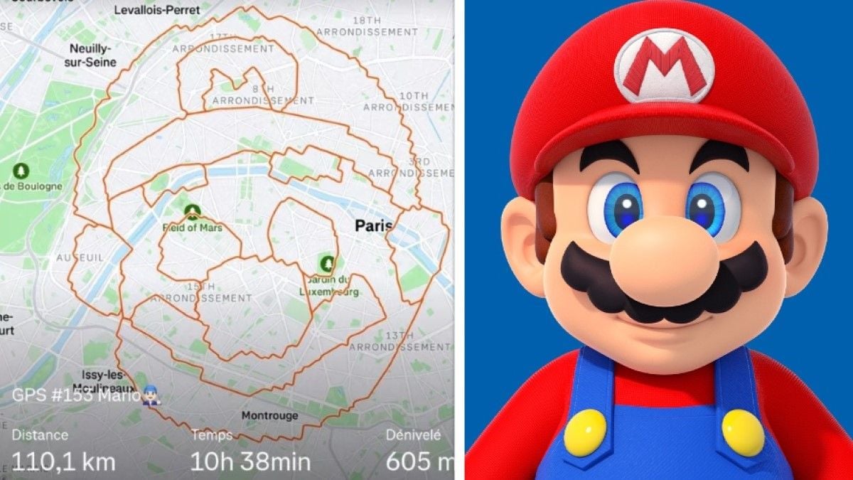 Il dessine un Super Mario géant dans Paris en parcourant 110 kilomètres avec son GPS