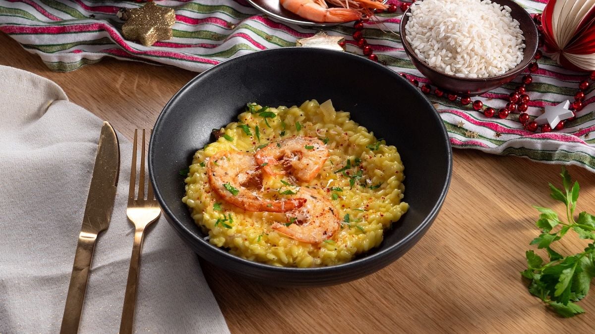 Risotto aux gambas flambées