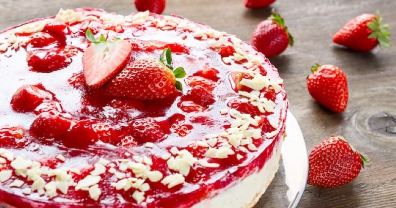 Cheesecake au chocolat blanc et aux fraises