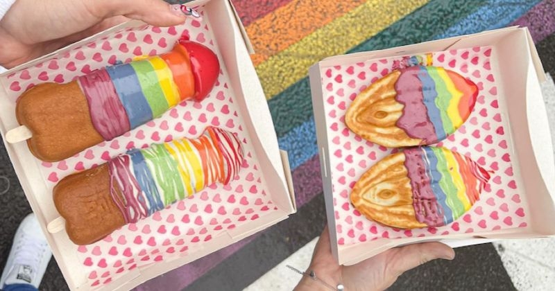 Des gaufres pénis et vulves recouvertes d'un nappage arc-en-ciel pour la Pride à Paris !