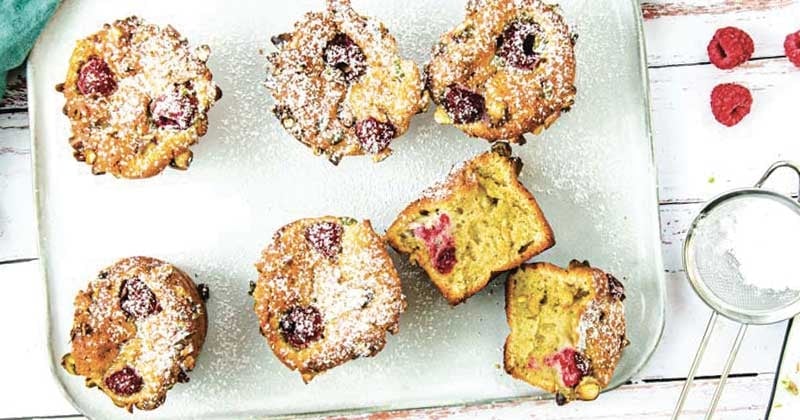 Muffins framboises pistaches sans farine ni gluten