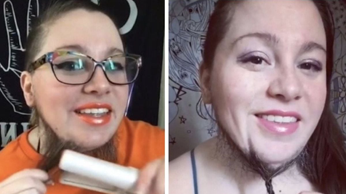 Une femme fatiguée de se raser accepte sa barbe et la lisse pour la rendre brillante