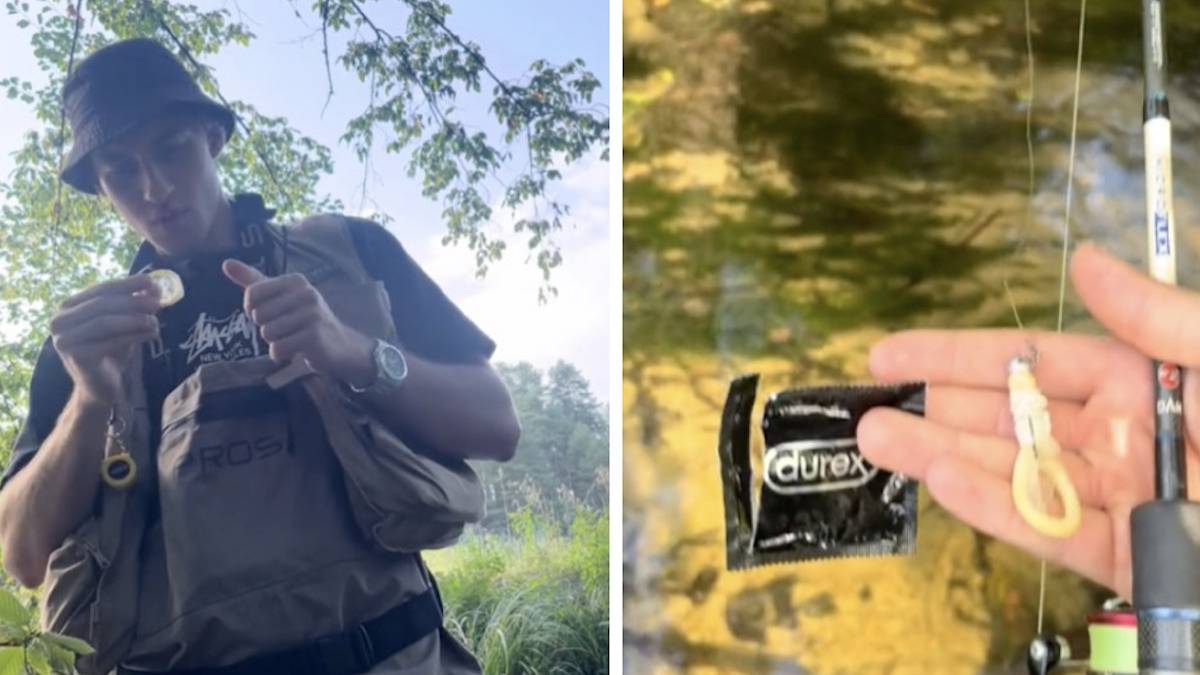 Ce pêcheur attrape une truite en utilisant un préservatif, son astuce fait le tour du monde