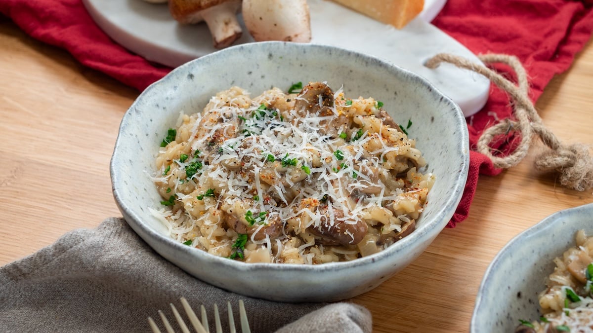 Fondez pour notre risotto aux champignons, un plat facile et...