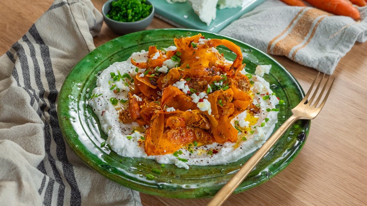 Tagliatelles de carottes à la crème de feta