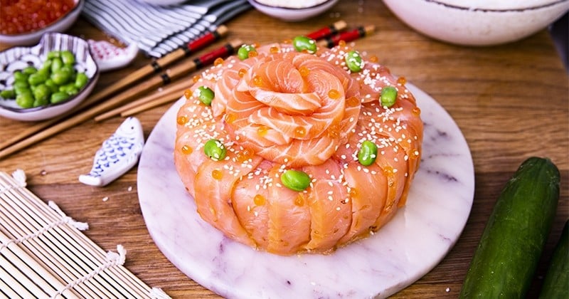 Cake en rose au saumon