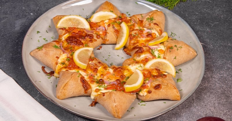 Pizza au saumon en étoile