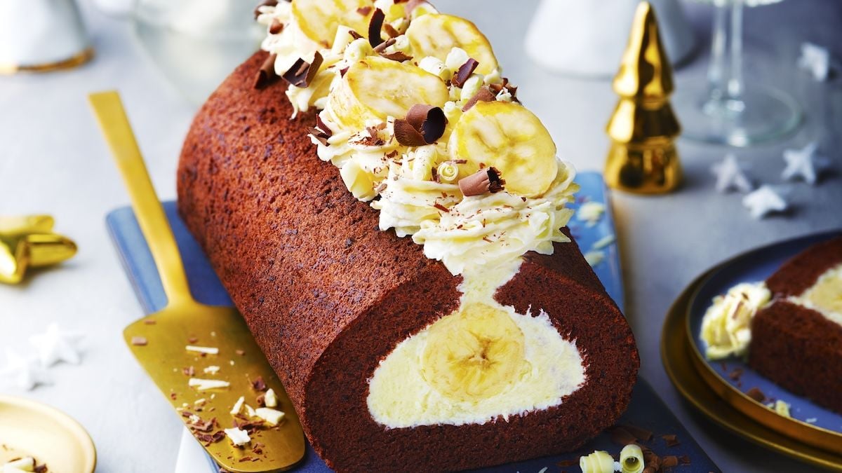 Bûche à la banane, chocolat et coco