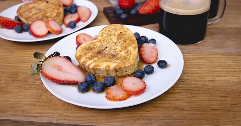 Pancakes cœur de chocolat