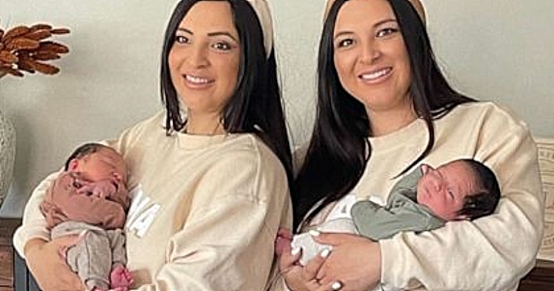 These twin sisters gave birth on the same day, in the same hospital and had two boys