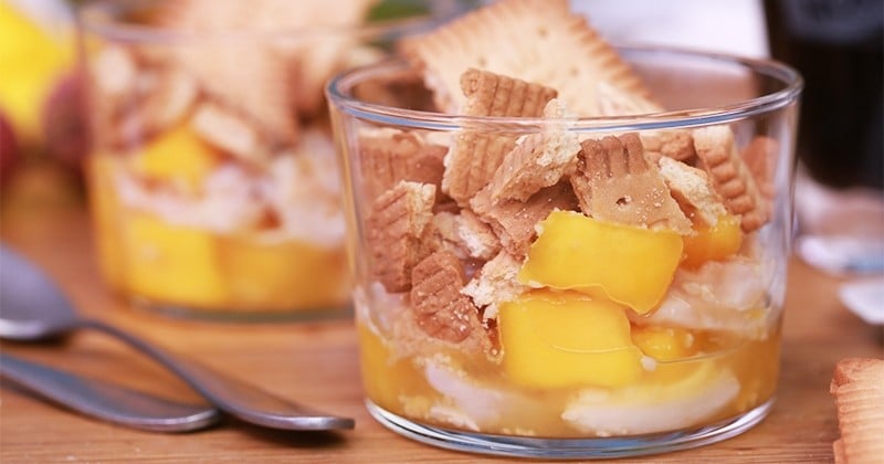 Verrine litchi, mangue et Petit Beurre