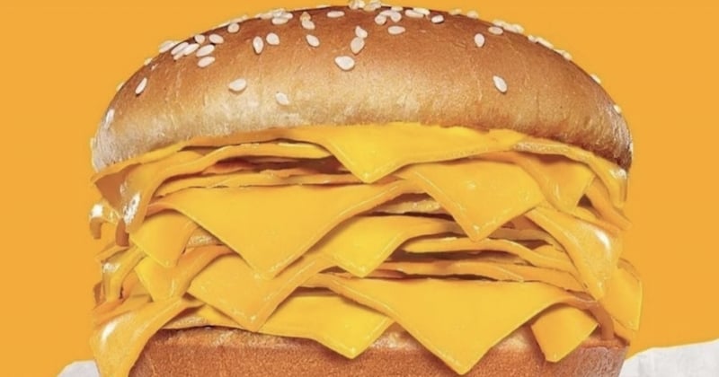 Burger King lance le « vrai cheeseburger », un burger sans viande contenant... 20 tranches de fromage