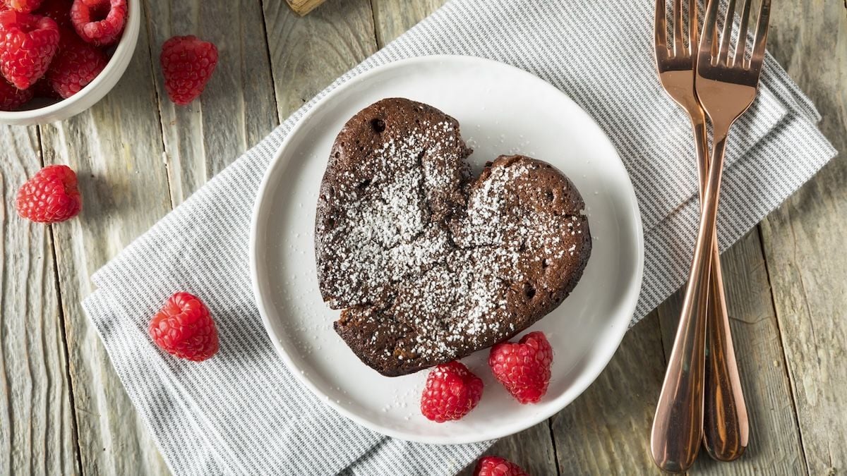 Coulant au chocolat et aux framboises