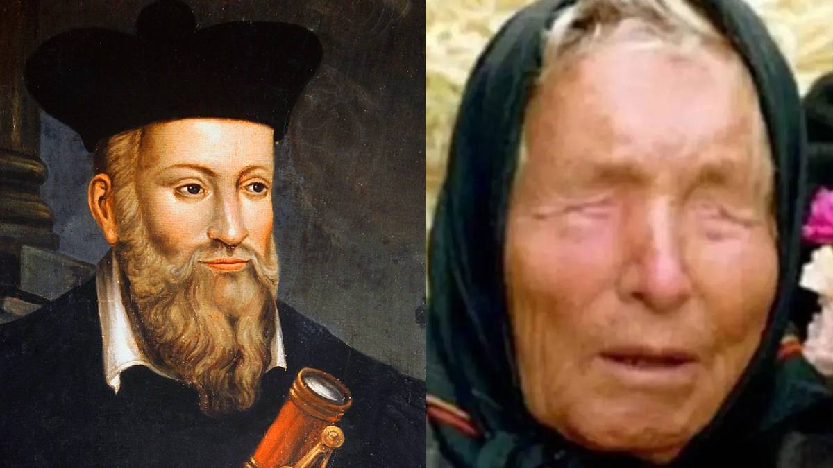 montage montrant Nostradamus d'un côté et Baba Vanga de l'autre