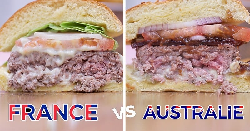 Entre Burger français à la sauce roquefort et l'Aussie Burger à la betterave et Vegemite, on refait le match de foot côté food !