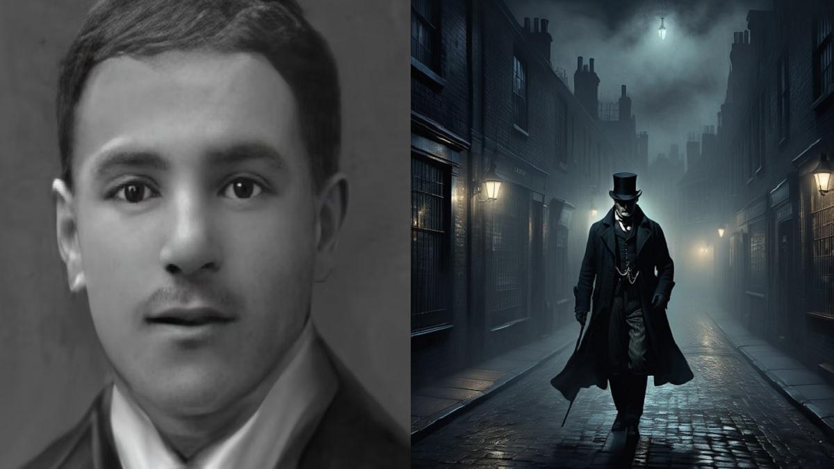 montage montrant le portrait de Jack L'Éventreur présumé et une silhouette dans les rues de Londres