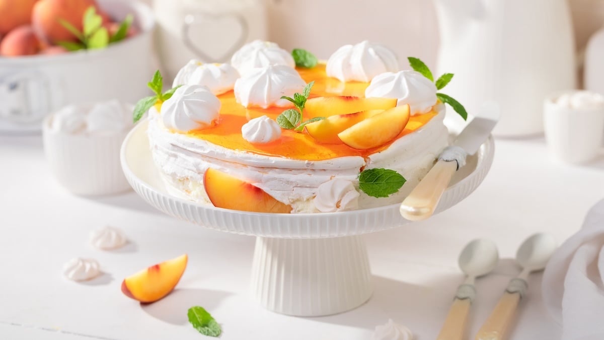 Pavlova aux pêches