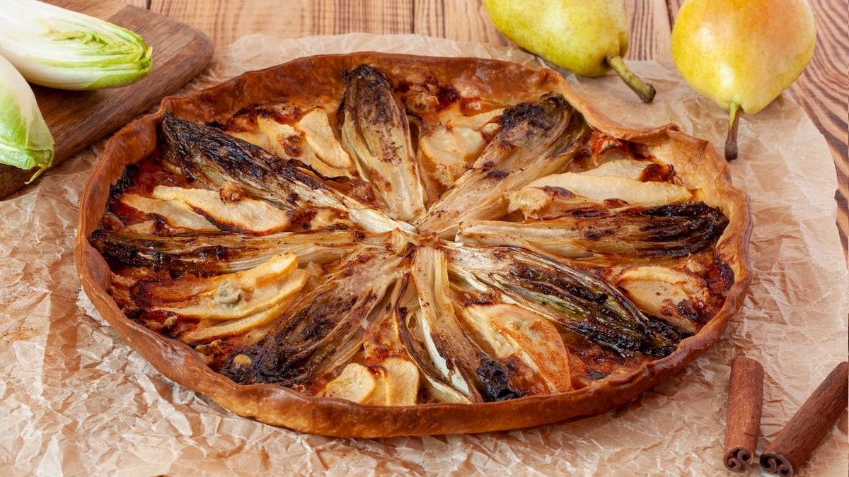 Tarte tatin aux endives et au chèvre