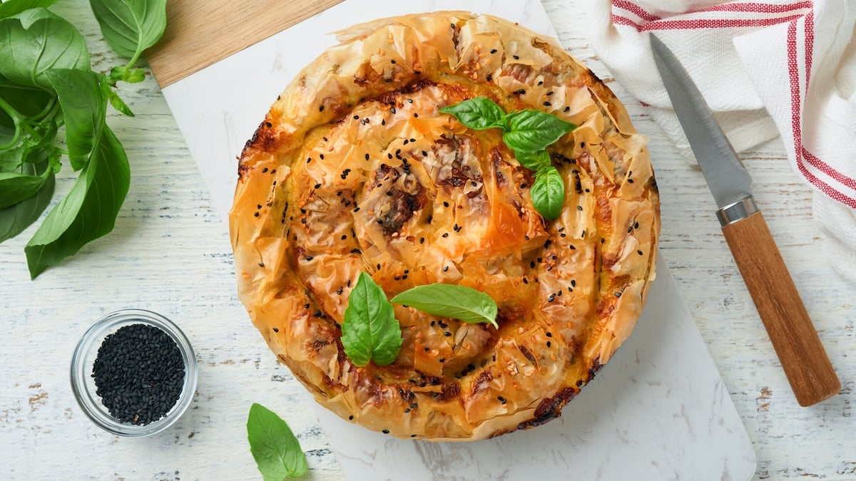 Tarte filo aux champignons et raclette