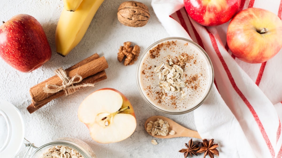 Smoothie à la pomme, banane et avoine