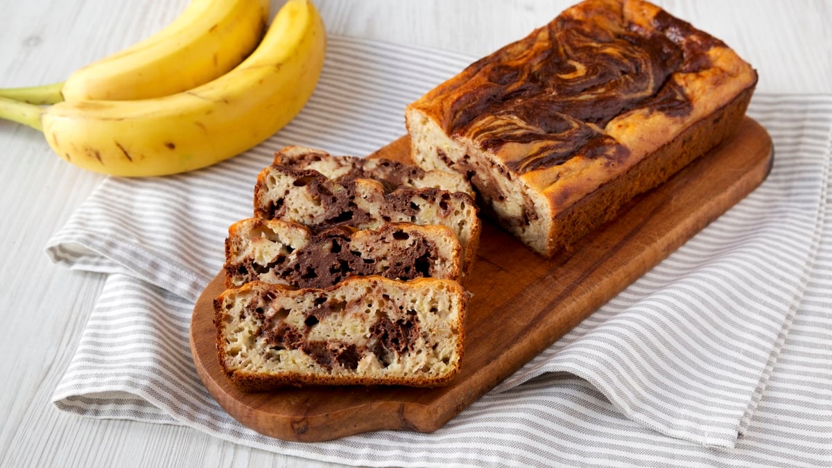 Cake marbré au chocolat et à la banane (banana bread marbré)