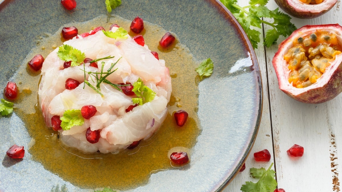 Carpaccio de daurade au fruit de la passion