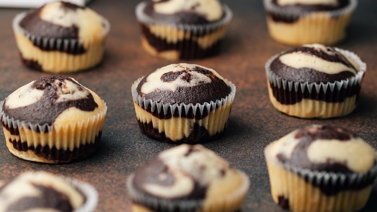 Muffins marbrés au chocolat et à la vanille