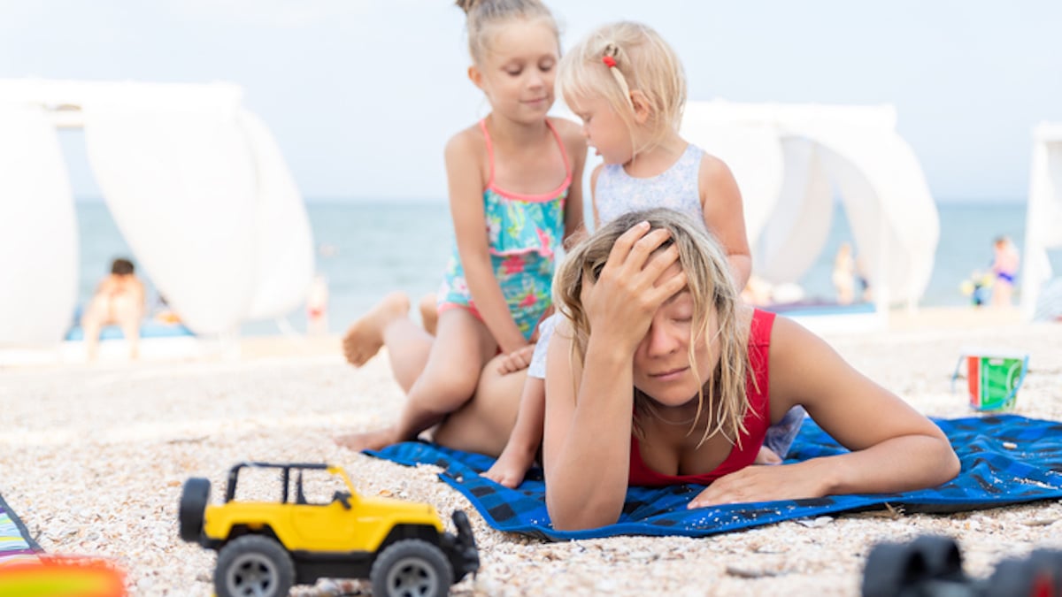 un mère de famille malade en vacances