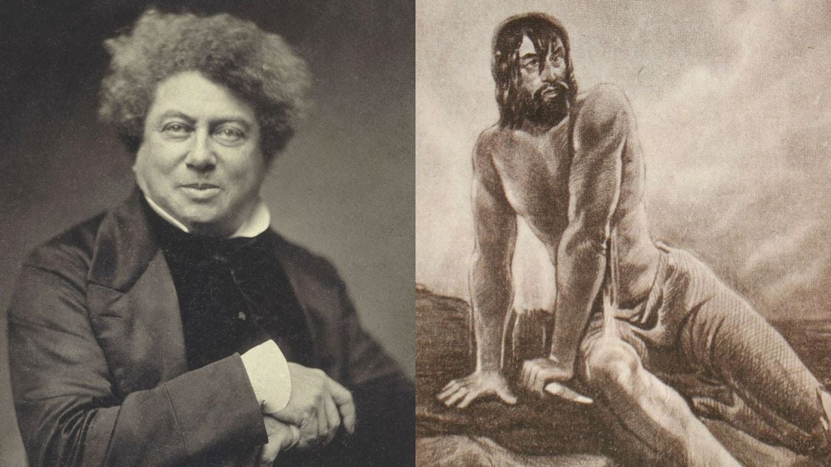 Portrait d'Alexandre Dumas et illustration du livre 