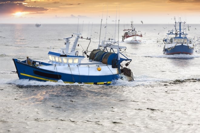 des bateaux de pêche dans l'océan