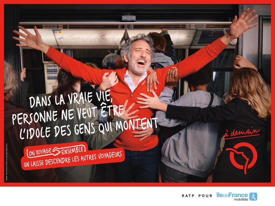 Affiche de sensibilisation pour lutter contre les incivilités dans les transports parisiens