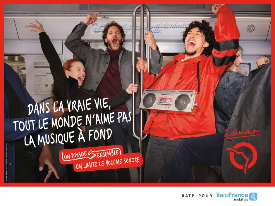 Affiche de sensibilisation pour lutter contre les incivilités dans les transports parisiens