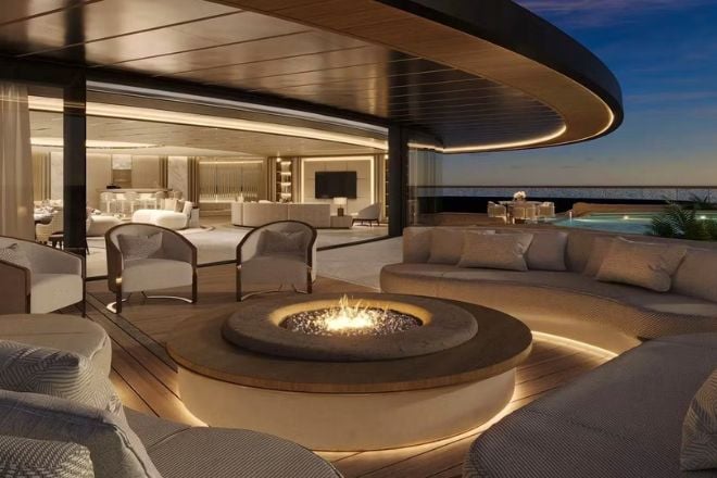 La décoration luxueuse de la terrasse du mégayacht