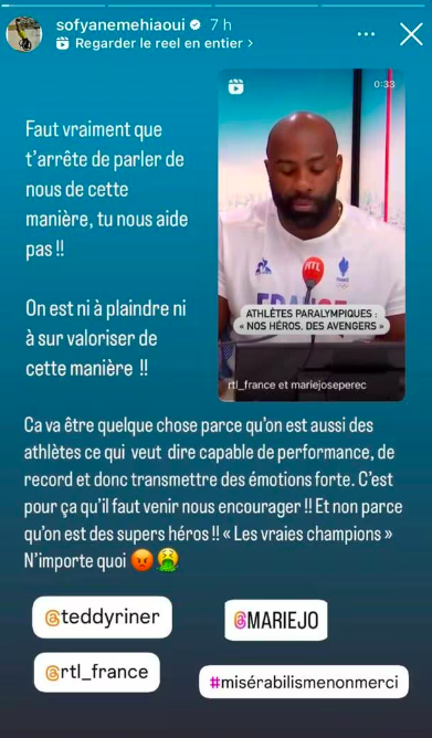 Le message de Sofyane Mehaoui sur Instagram