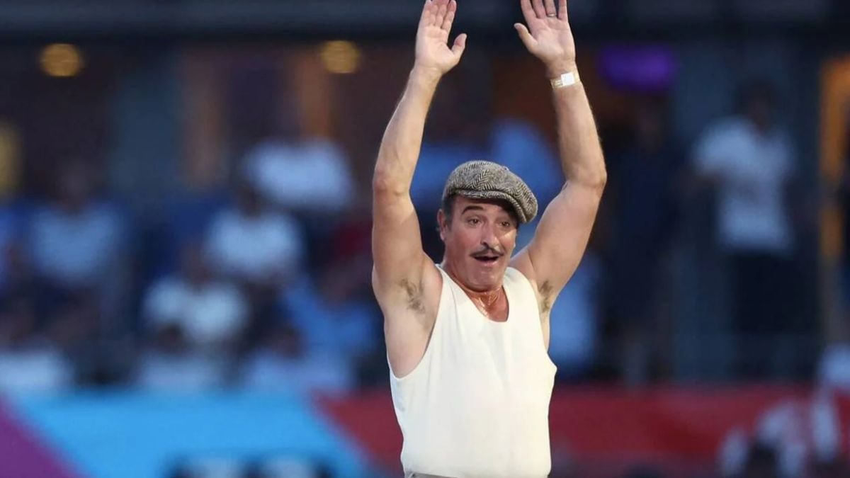 L'acteur Jean Dujardin lors de la cérémonie d'ouverture de la Coupe du monde de rugby 