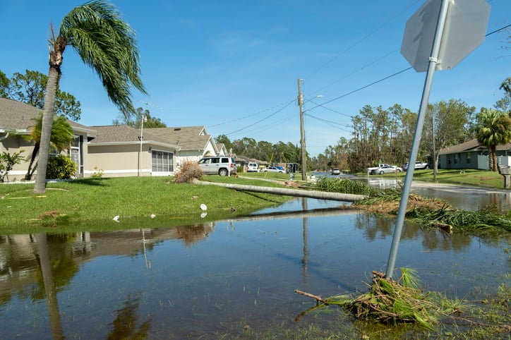  Route inondée en Floride après le passage d’un ouragan 