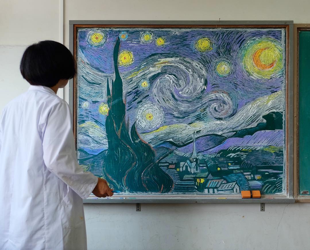 Un Van Gogh reproduit à la craie par Hirotaka Hamasaki