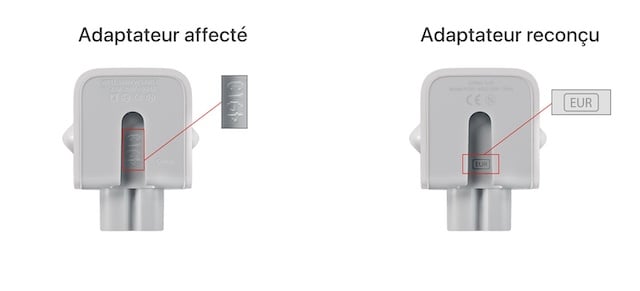 Montage présentant le soucis de conception du chargeur Apple 