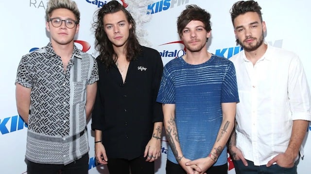   Niall Horan, Harry Styles, Louis Tomlinson et Liam Payne de One Direction en 2015, à Los Angeles, en Californie.