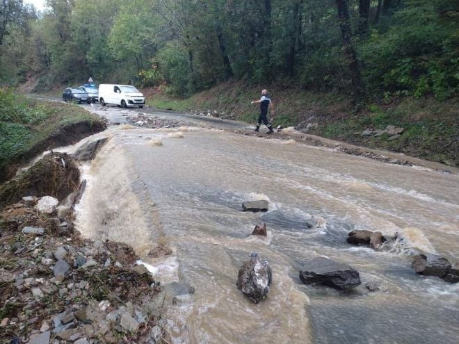 Une route inondée