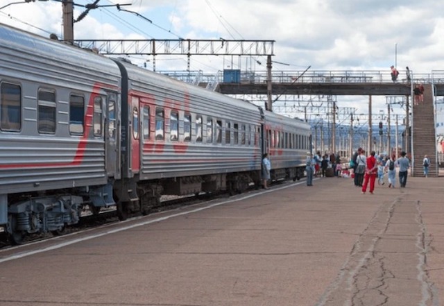 Transsibérien à la gare d'Ulan-Ude, prêt à partir pour Ulaanbatar en Mongolie.