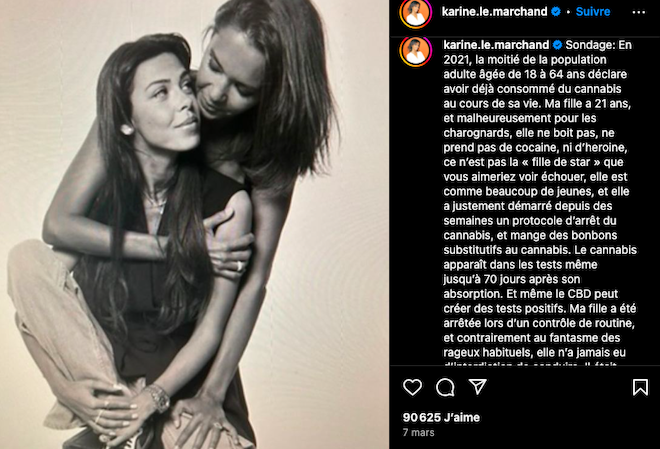 Le message d'Instagram de Karine Le Marchand pour sa fille Alya