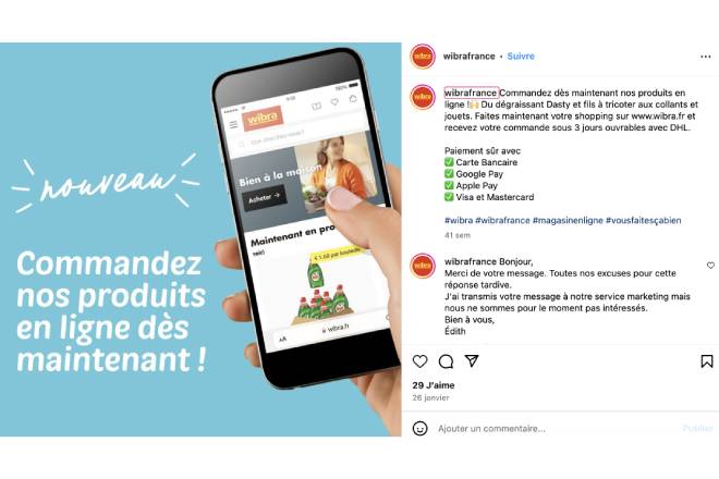 Il est possible de commander en ligne sur le site Wibra France