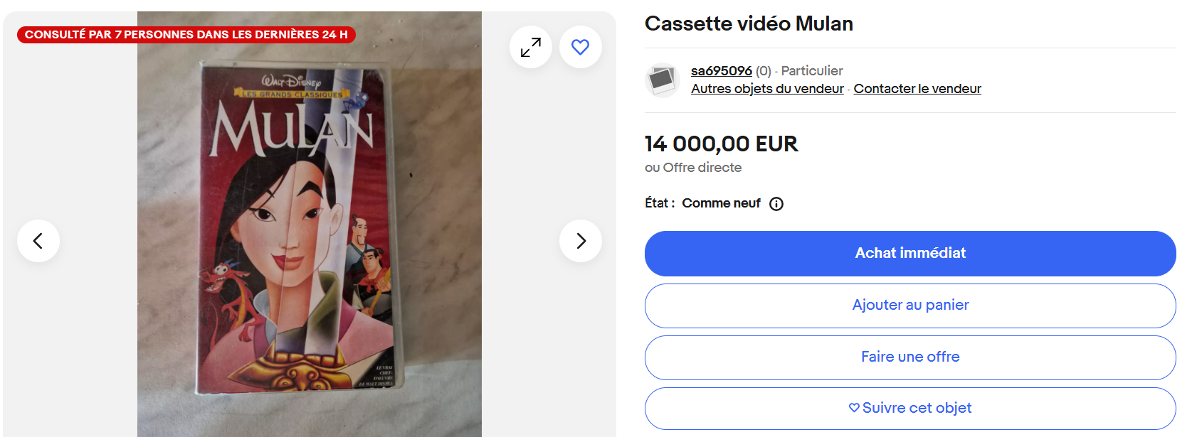 Une cassette Mulan vendue à 14 000 euros sur eBay