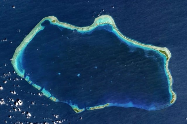 Vue aérienne de l'atoll de Bikini 