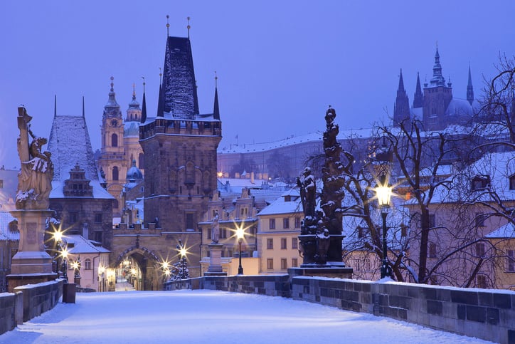 Prague sous la neige